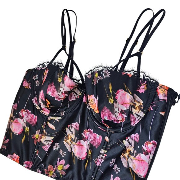 Victoria's Secret Very Sexy Bustier Bra Top, Floral, Mesh Strappy, Size 34B - Picture 5 of 8
